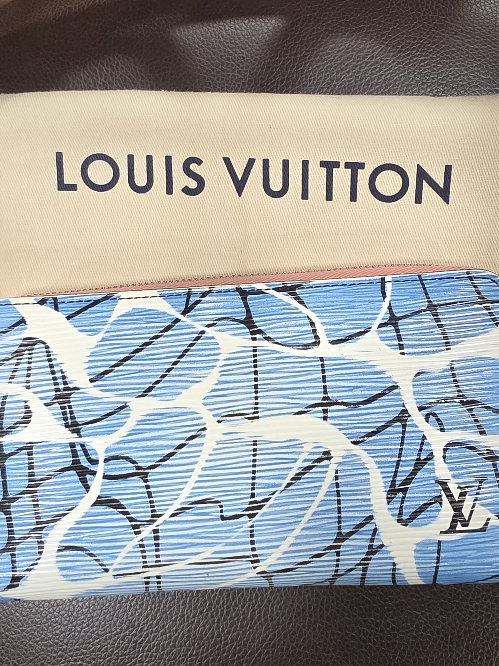 Louis Vuitton Blue Cream Patterned Epi Leather Aqua Cruise Wallet